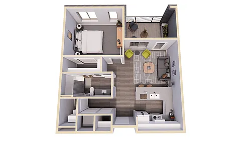 Floor plan Studio - 605 SF