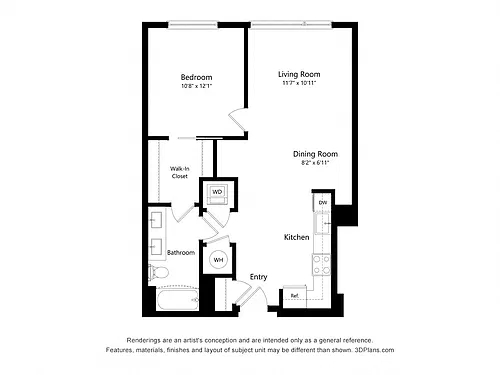 Floor plan 1Bed-A02