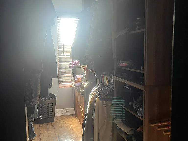 Walk-in closet in the master bedroom