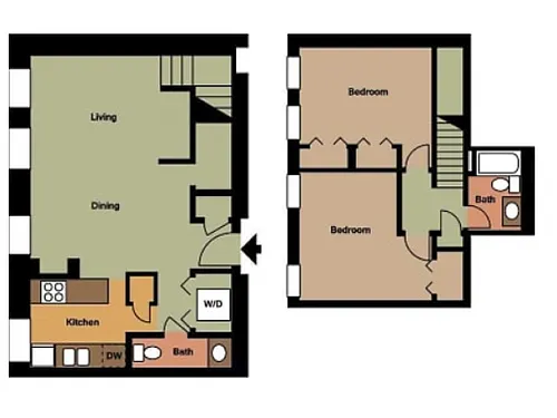 Floor plan 2 Bed / 1 1/2 Bath