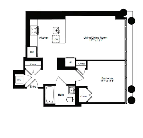 Floor plan One Bedroom F 7