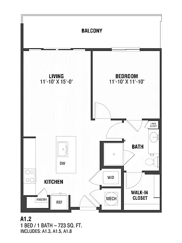 Floor plan 1 Bed/1 Bath