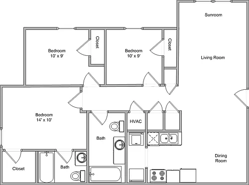 Floor plan 3 Bedroom Market