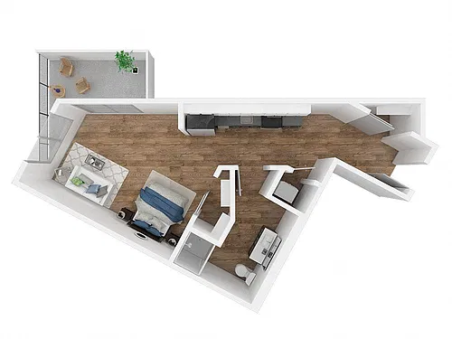 Floor plan Studio, 1 Bath S3