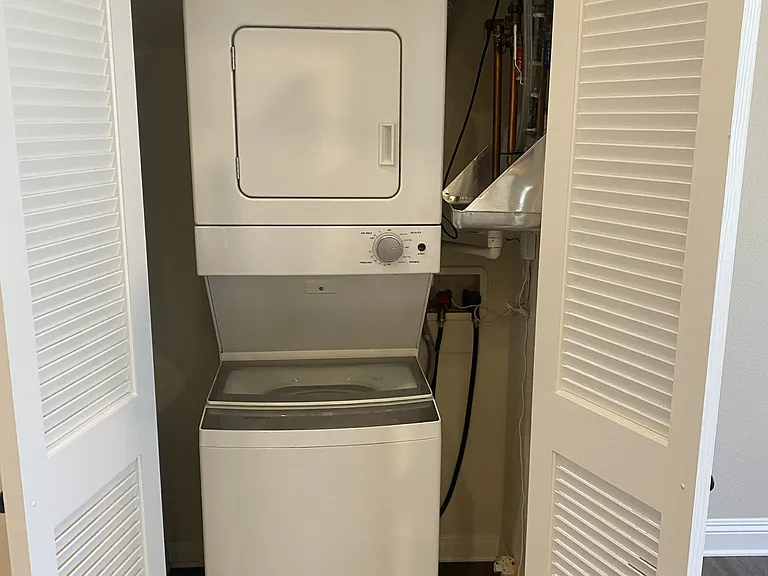 Laundry center and high efficiency gas hot water right in your apartment!