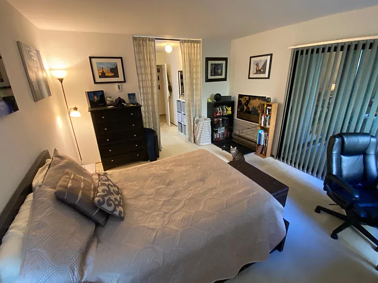 Super-large master bedroom suite, with sliding door to private patio.