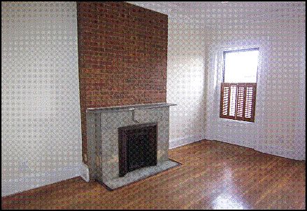 Living room with mantle