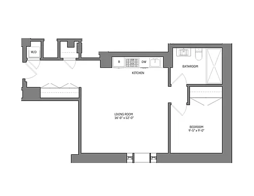 Floor plan 1 Bed 1 Bath Landry