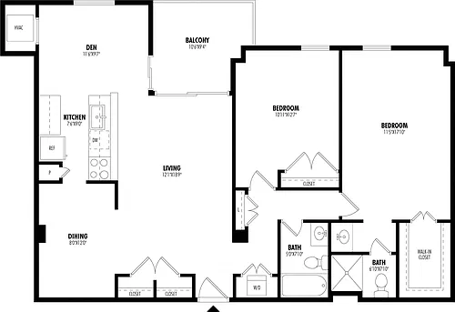 Floor plan 2 Bed/2 Bath-B2A
