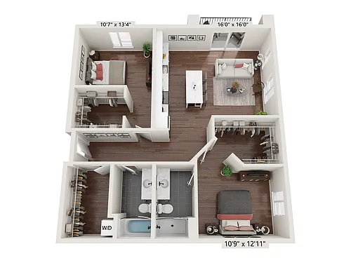 Floor plan Two Bedroom 2B-M