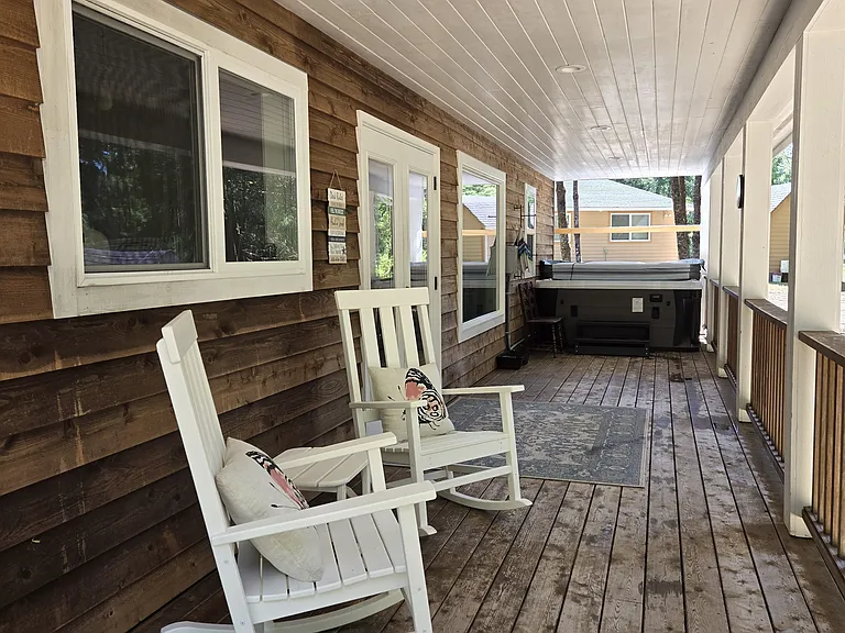 Beautiful back porch to enjoy your morning coffee