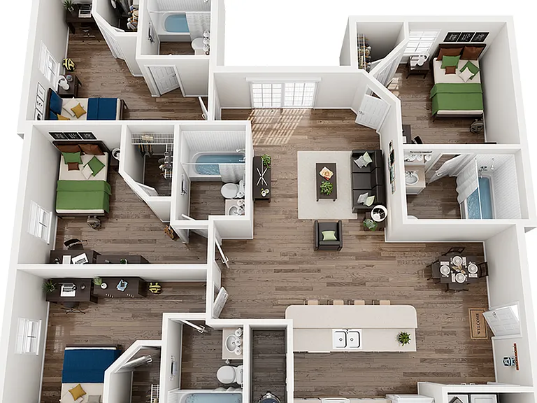 The Province Greensboro 4x4A Floor Plan The Province Greensboro 4x4A Floor Plan
