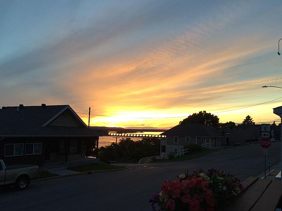 Gorgeous sunsets over River and lock/dam lights.