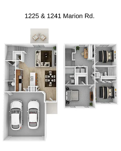 Floor plan Marion Road- 3 Bedroom 2.5 Bathroom