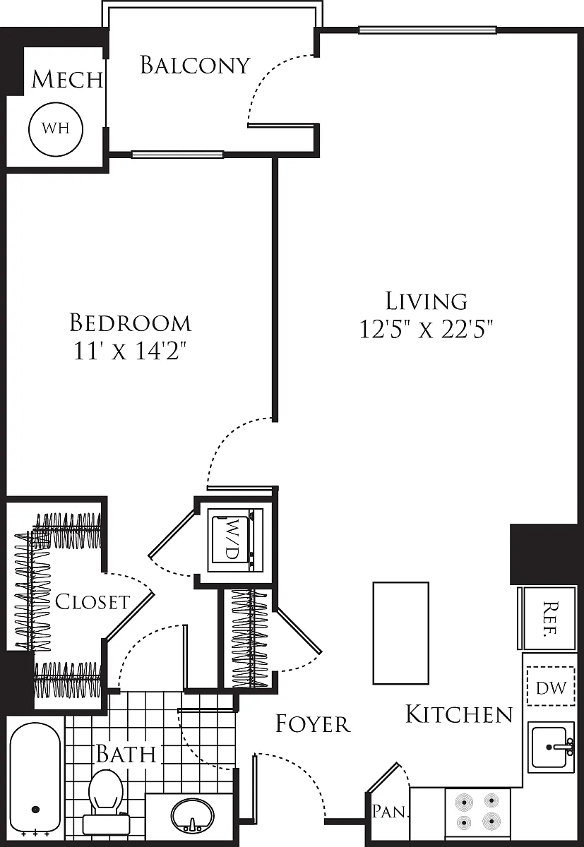 Floor plan 1 Bedroom- 784