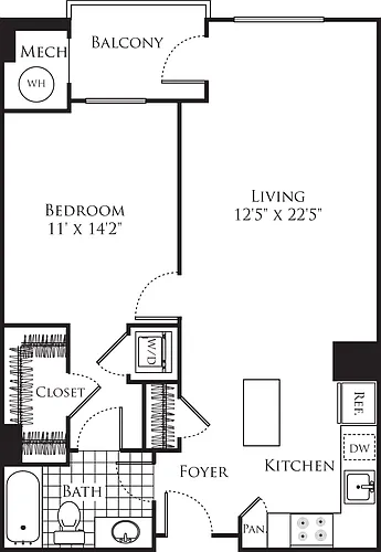 Floor plan 1 Bedroom- 784