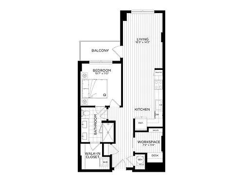 Floor plan 1 Bed/1 Bath-A4