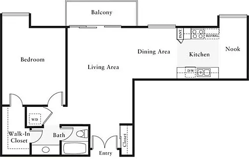 Floor plan 1 Bedroom J