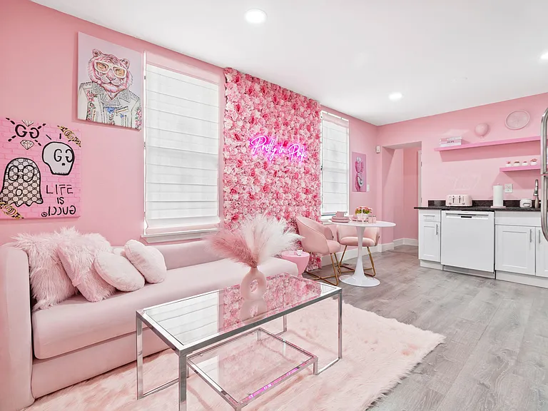 living room area with small dining table