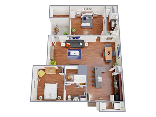 Floor plan 2 Bed, 2 Bath C (140% Income Restricted)