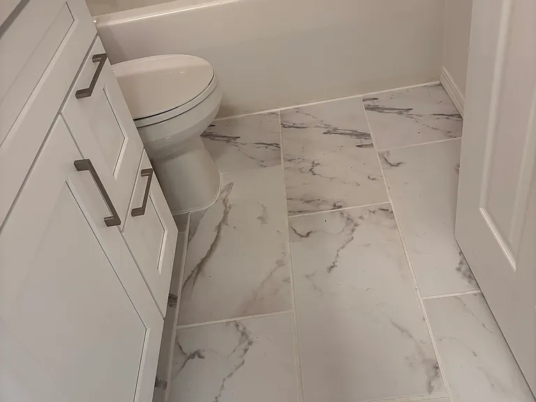 Master bedroom No. 2 Full Bathroom with New 
Quartz Counter, ceramic tile flooring