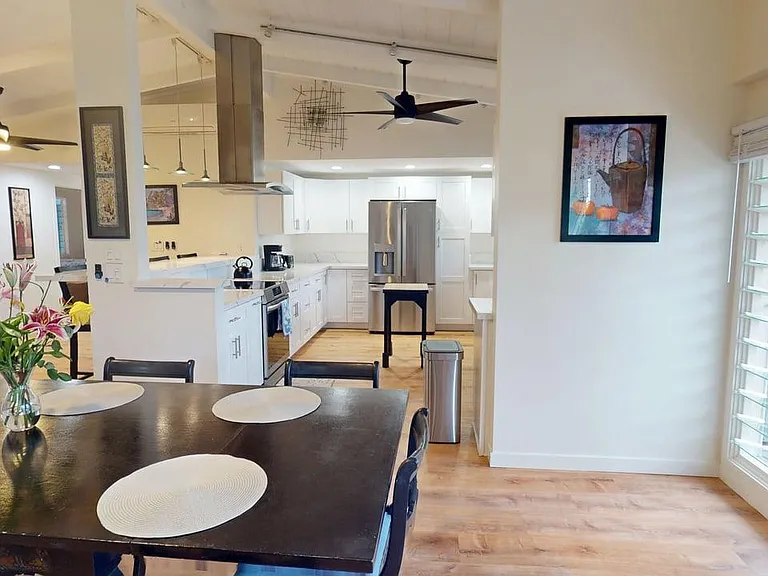 Open dining and kitchen
