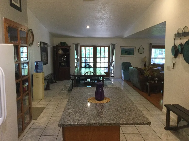 kitchen island & dining room