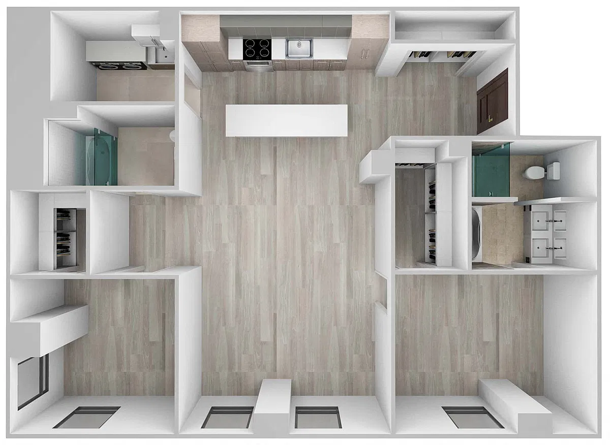 Floor plan Residence #208 (2BR/2BA)
