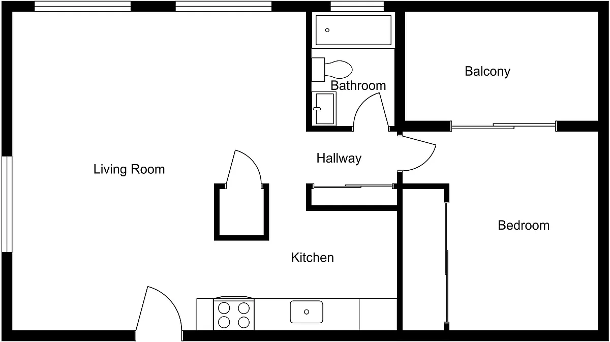 Floor plan 1 BR 1 BA