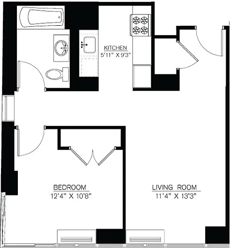 Floor plan 1 Bedroom J Line floors 42-50