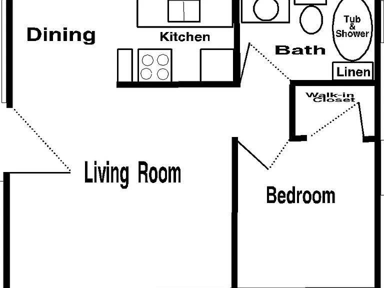 Floor plan, this unit is actually opposite , reverse but the same plan. 600 sq. ft very roomy