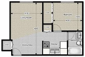 Floor plan 1 Bedroom 1 Bath