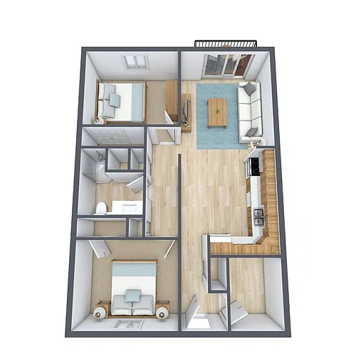 Floor plan Two Bedroom 21A