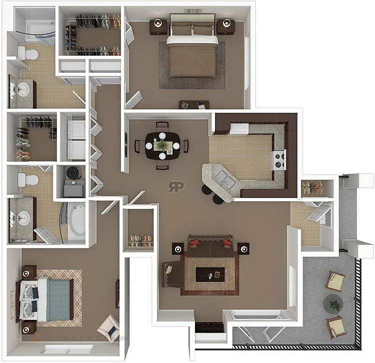 Floor plan B3 Fishtail - Two Bedroom, Two Bathroom
