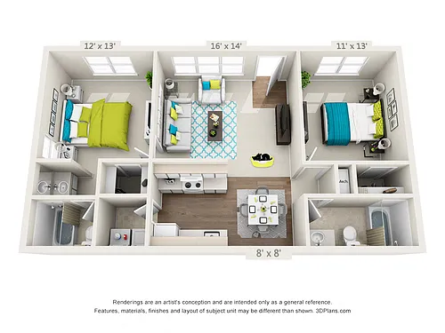 Floor plan 2 Bed 2 Bath Classic