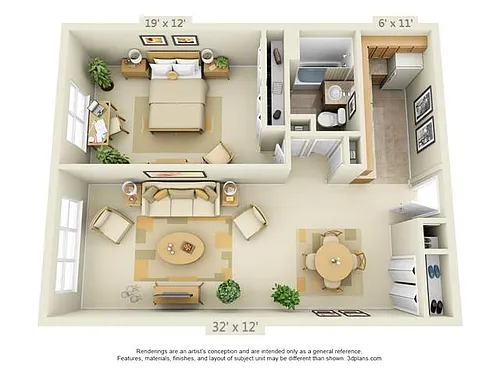 Floor plan 1 Bedroom 1 Bath