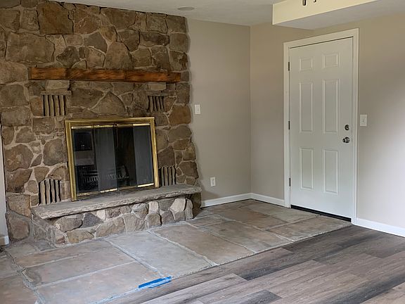 Stone fireplace