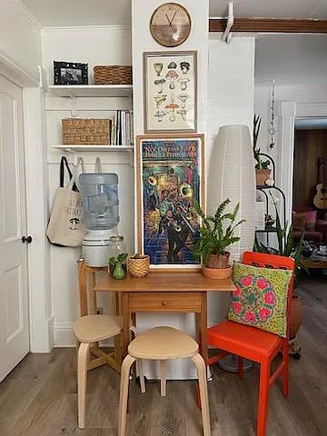 Nook next to kitchen (stove is behind photographer). Door to the left goes into the small narrow 2nd bedroom, most tenants use it as a small office or walk-in closet.