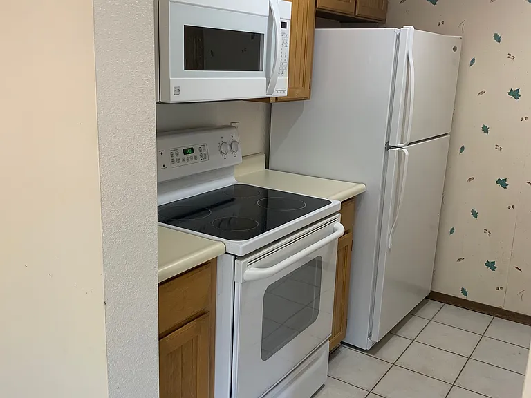 Kitchen stove and refrigerator