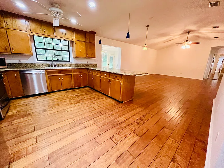 kitchen and living area