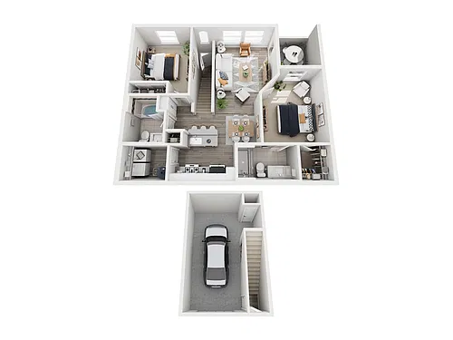 Floor plan B1 2x2 Top Floor + Direct Access Garage