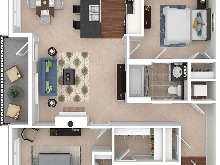 2 BD / 2 BA 1,069 SF