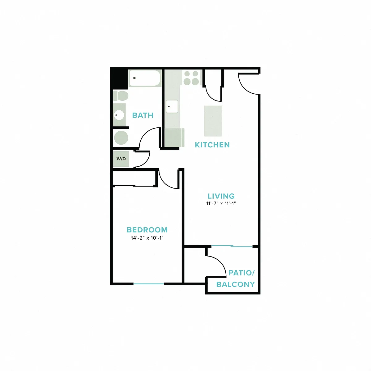 Floor plan Rainier 1x1 A