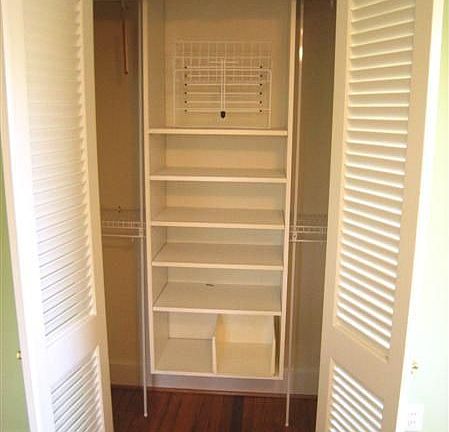 Built-ins compliment the closet in the master bedroom