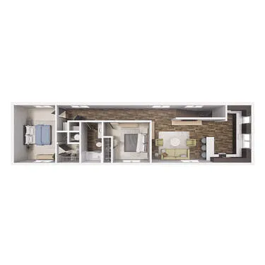 Floor plan 2 x 1- B2 900 SQ FT