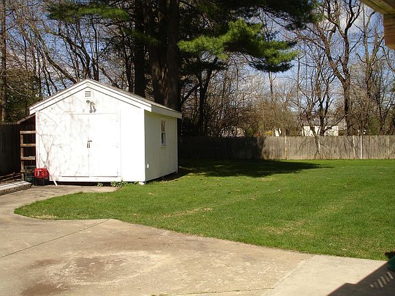 Shed in fenced back yard