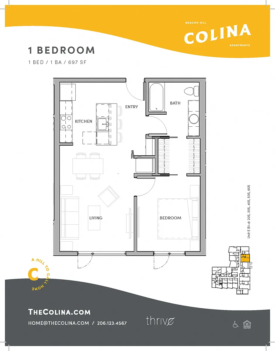 Floor plan 1x1 - B1-C East