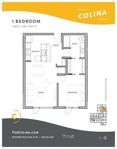 Floor plan 1x1 - B1-C East
