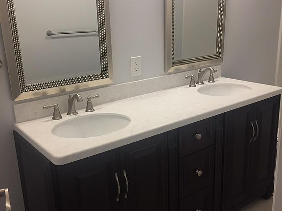 Spacious Master Bath with double sinks.