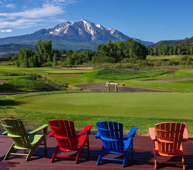 The iconic Mt. Sopris viewed from the local Homestead Bar & Grill in River Valley Ranch.
